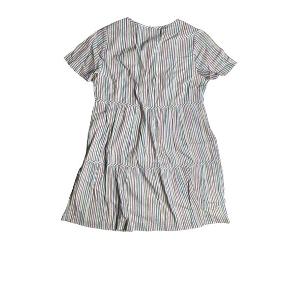 Madewell Striped Crewneck Button Front Tiered Mini Dress Cotton Size XS - Picture 4 of 6